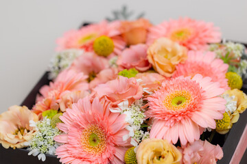 Stack of different flower in a box