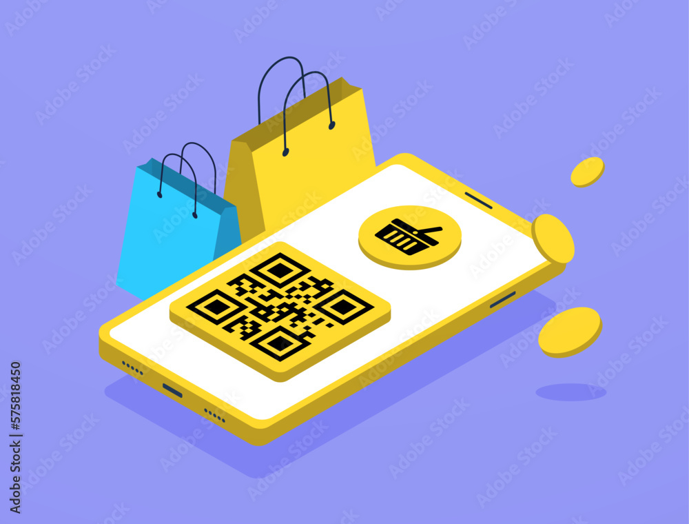 Poster qr code payment - contactless, cashless transactions. scan qr code with mobile app. m-commerce flat 