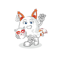 ghost japanese fox character. cartoon mascot