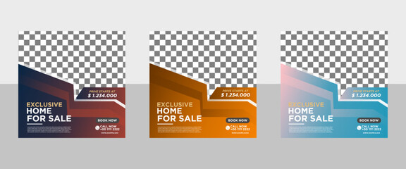 Real estate social media banner template Free Vector