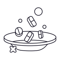 Medicine Plate Medical Object Outline 2D Illustration
