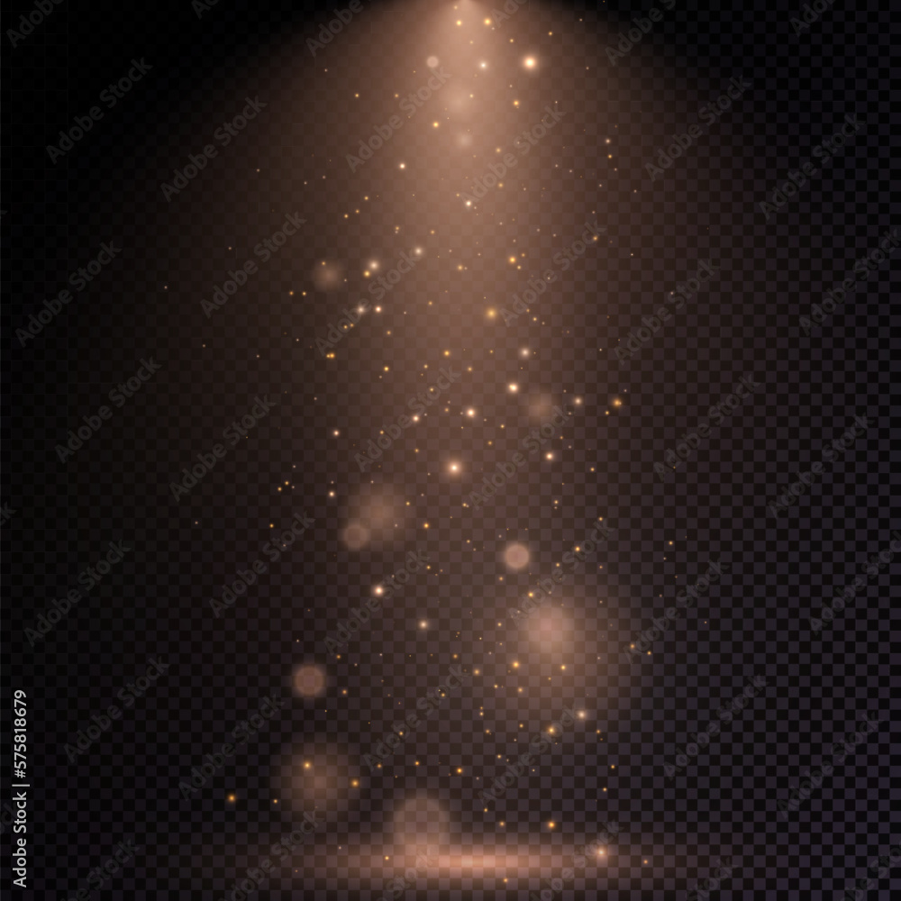Aufkleber Golden light dust particles abstract light bokeh background for web design and illustration.