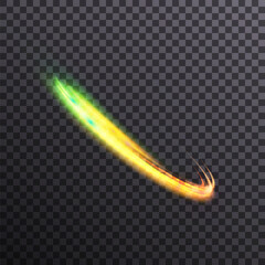 Abstract effect of motion at the speed of light. Brilliant wavy track. Vector effect of swirling paths of light energy for web design. Vector