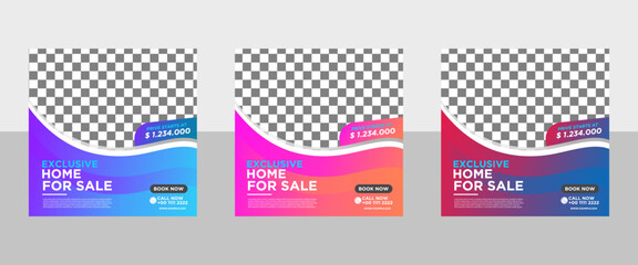 Real estate social media banner template Free Vector