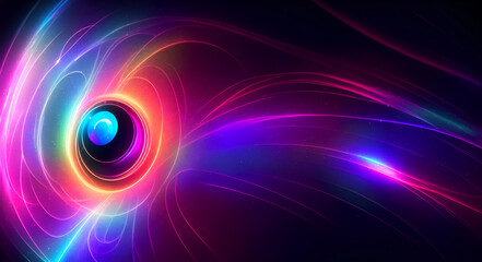 Cosmic Neon Colorful Wave Background. Created with generative AI
