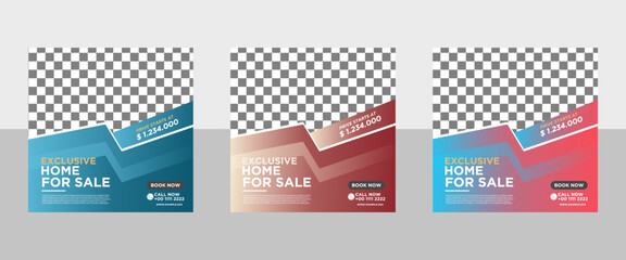 Real estate social media banner template Free Vector
