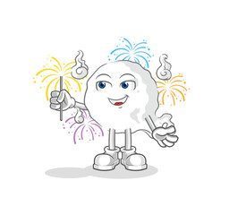 ghost with fireworks mascot. cartoon vector