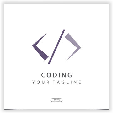 simple coding or programmer logo premium elegant template vector eps 10