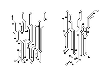 The vector circuit board and communication concept on a white screen for technology background