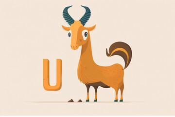 Urial cute caracter and letter U logo. Generative AI ..