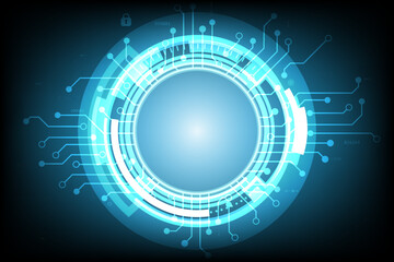 Cyber Security lock with the world for vector technology background