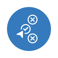 Choose, option, pick icon. Blue color design.