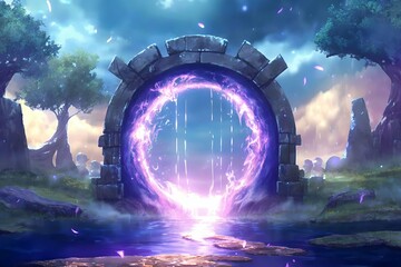 The ancient magic portal create with generative AI technology
