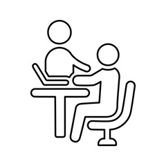 Coach, instructor, learning outline icon. Line art vector.