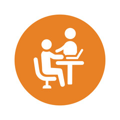 Coach, instructor, learning icon. Orange color vector EPS.