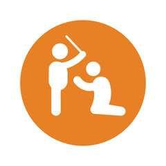 Coercion, forcing, ragging icon. Orange color vector EPS.