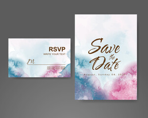 Wedding invitation with abstract watercolor background