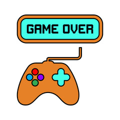 Controller, finish, game icon. Simple color vector.