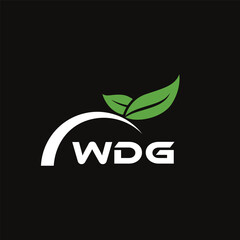 WDG letter nature logo design on black background. WDG creative initials letter leaf logo concept. WDG letter design.