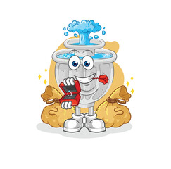 water fountain propose with ring. cartoon mascot vector