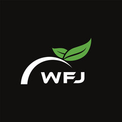 WFJ letter nature logo design on black background. WFJ creative initials letter leaf logo concept. WFJ letter design.