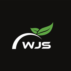 VJS letter nature logo design on black background. VJS creative initials letter leaf logo concept. VJS letter design.
