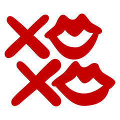 Xoxo Kiss Hugs Red Alphabet Doodle Style Icon