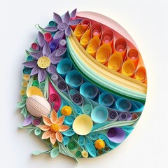 Quilled Paper Pastel Easter Egg. Generative AI.