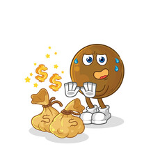 avocado stone refuse money illustration. character vector