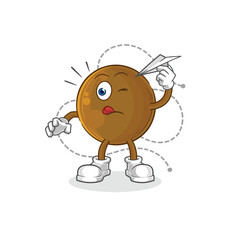 avocado stone with paper plane character. cartoon mascot vector