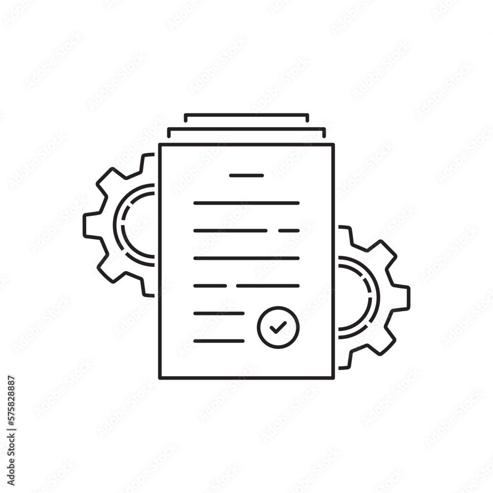 Poster thin line kpi control or execute operation icon. linear modern business efficiency or digital doc lo