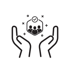 relationship or community like customer care icon. human resource outline logotype graphic stroke design. concept of individual people choice or good feedback and team narrow control or search talent