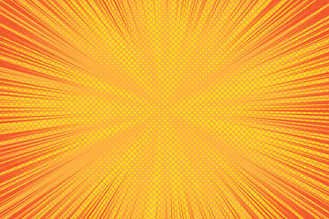 Sunburst background vector illustration. Yellow sunny rays. Retro star light with halftone. Comic abstract wallpaper.