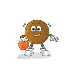 avocado stone dribble basketball character. cartoon mascot vector