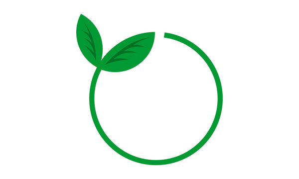 circle green leaf icon vector logo