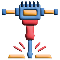 3D illustration jack hammer in labour day