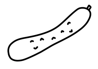 きゅうりの手書きイラスト　モノクロ