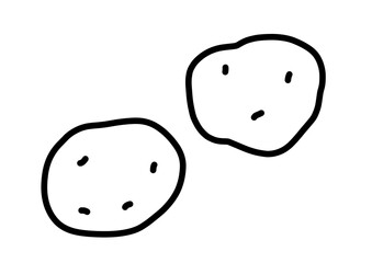 じゃがいもの手書きイラスト　モノクロ