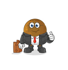 avocado stone office worker mascot. cartoon vector