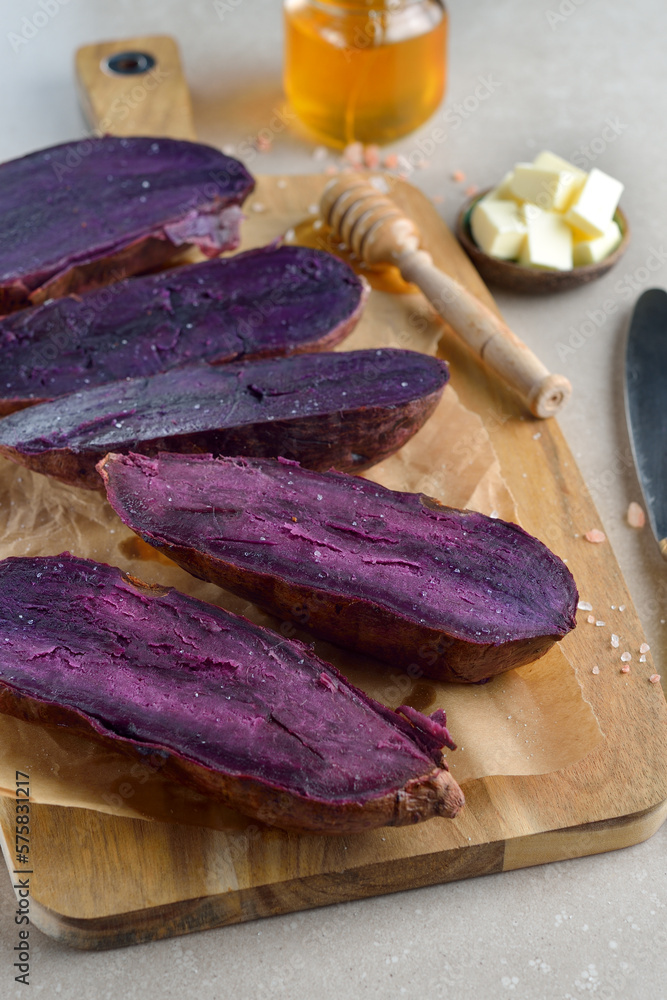 Wall mural Baked purple sweet potato