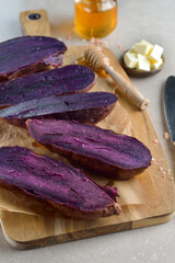 Baked purple sweet potato