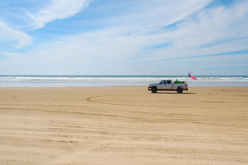 Cars on the beach. Oceano Dunes, California Central Coast, the only California State Park that allows  vehicles to drive on the beach