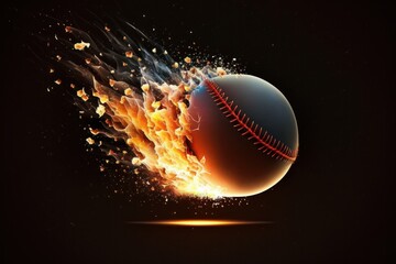 A Funny Baseball on Fire, Generative AI.