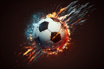 Fototapeta na wymiar Fire on the Field: A Cinematic Soccer Gallop Motion Shot Sport Action Football Fire, Generative AI.