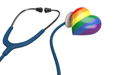 Stethoscope heart love shape element rainbow colorful symbol decoration ornament lgbtq gay homosexuality transgender pride proud bisexual lesbian doctor nurse scientist hospital clinic check up