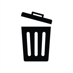 Trash bin icon sign and symbol for apps and websites with transparent background PNG.