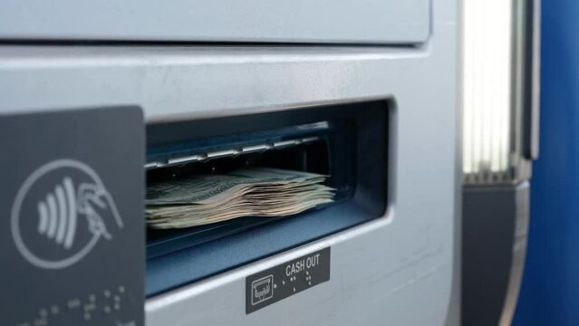 getting money from an ATM cash machine with a credit card automated teller machine bank finance