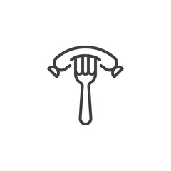 Fork with sausage line icon