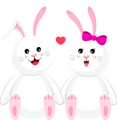 Cute cartoon bunny boy and girl. Happy valentines concept. Cartoon character design, illustration.