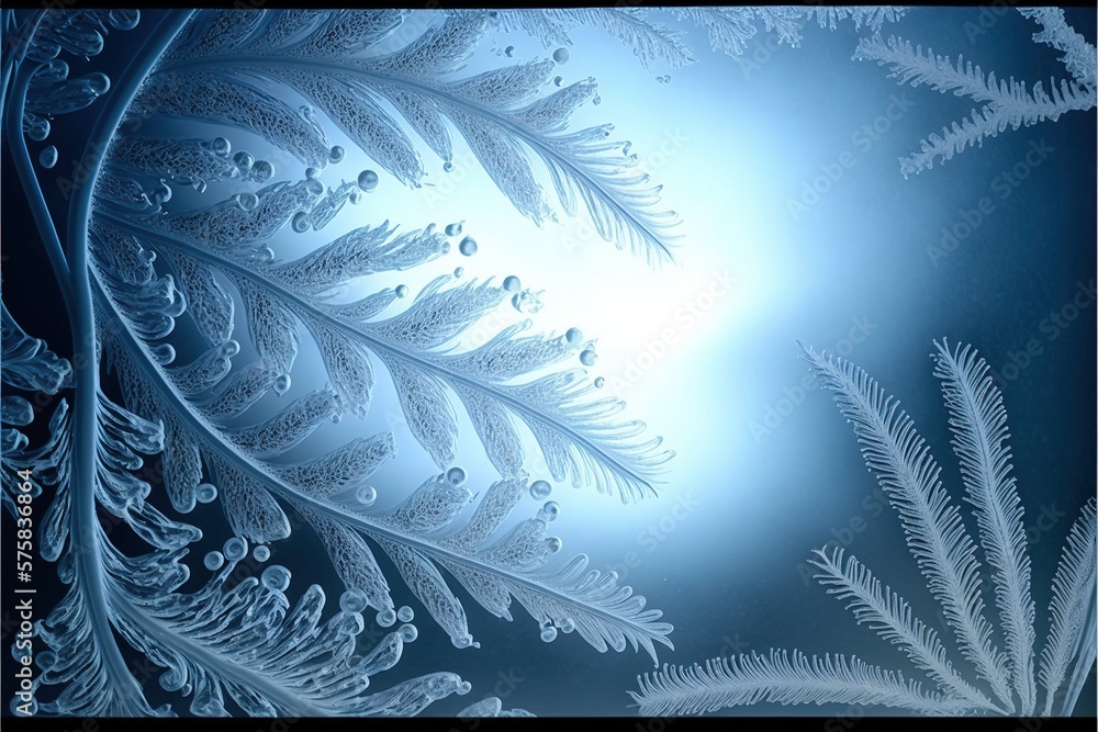 Poster frozen pattern on the window. frosted glass in amazing elements. winter crystal background texture. 